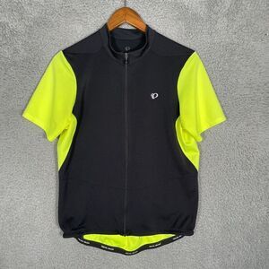 Pearl iZUMi Cycling Jersey Large Neon Yellow Black Full Zip Short Sleeve